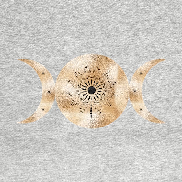 Triple Moon Goddess in Gold by Tee's Tees